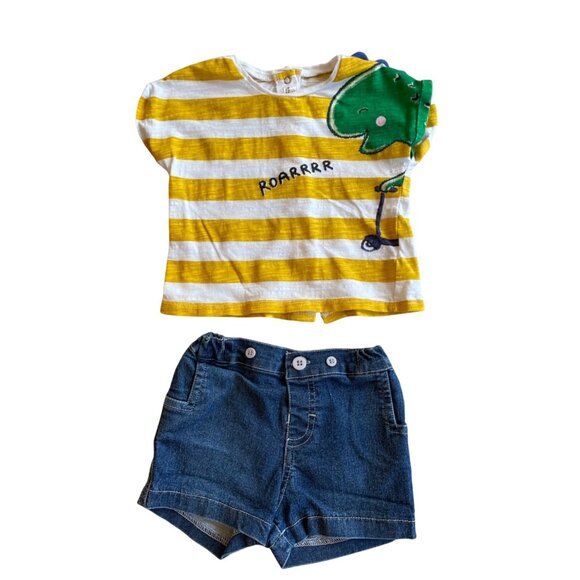 Mayoral Other - 6-9M Mayoral Boys’ 2-Piece Summer Outfit Dinosaur on Scooter